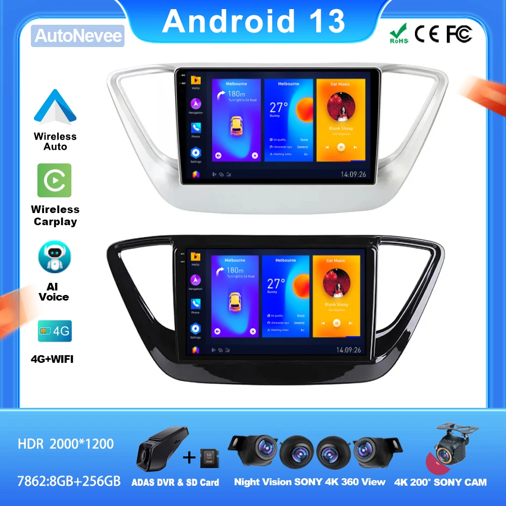 

Автомагнитола на Android для Hyundai Solaris 2 2017-2020, автомобильное радио, стерео головное устройство, мультимедийный плеер, навигация, ЦП, HDR, QLED, Wi-Fi