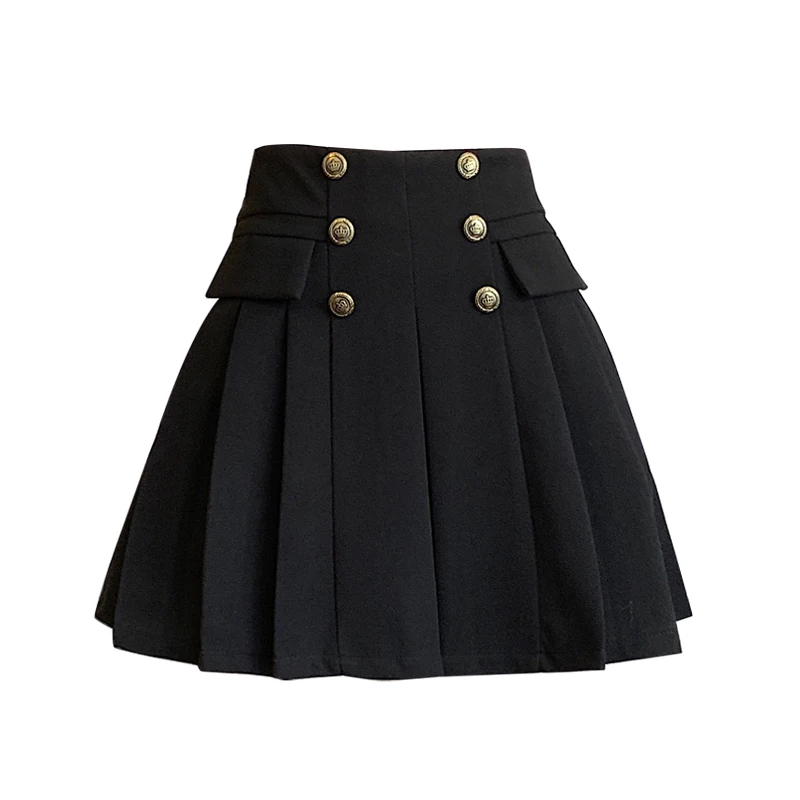 Женская шерстяная плиссированная короткая юбка двубортная мини-юбка с высокой