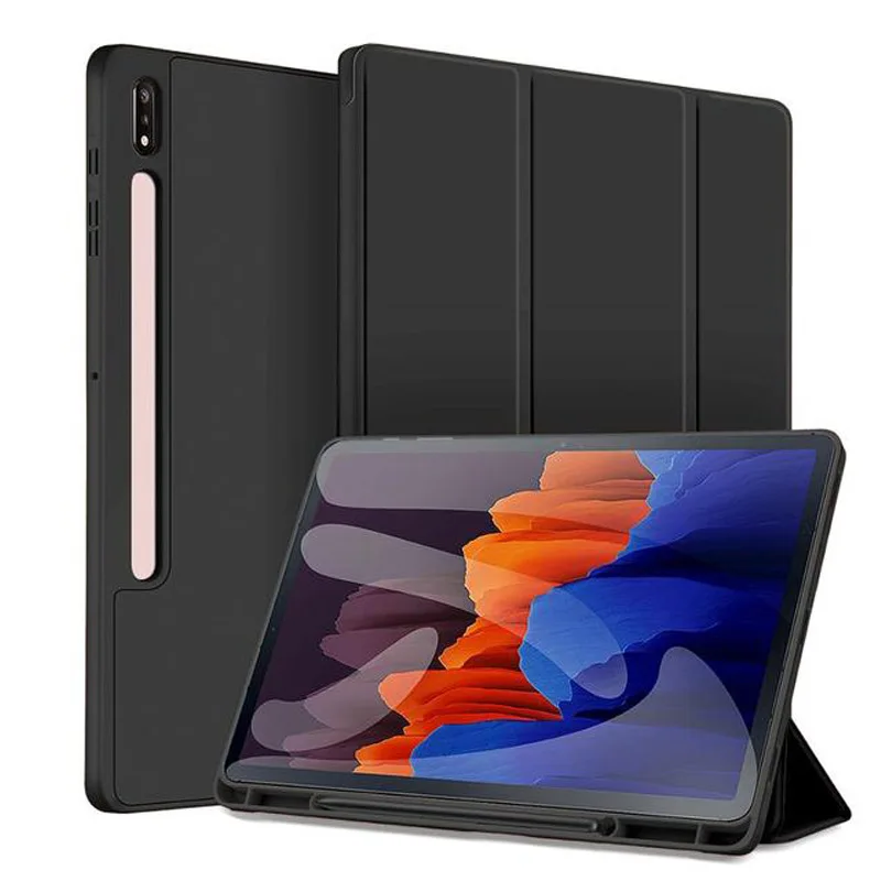 

Новый чехол для Samsung Galaxy Tab S8, Ультратонкий чехол для Samsung Tab S7, S8 PLUS 12,4, чехол с держателем для карандашей и функцией автоматического сна