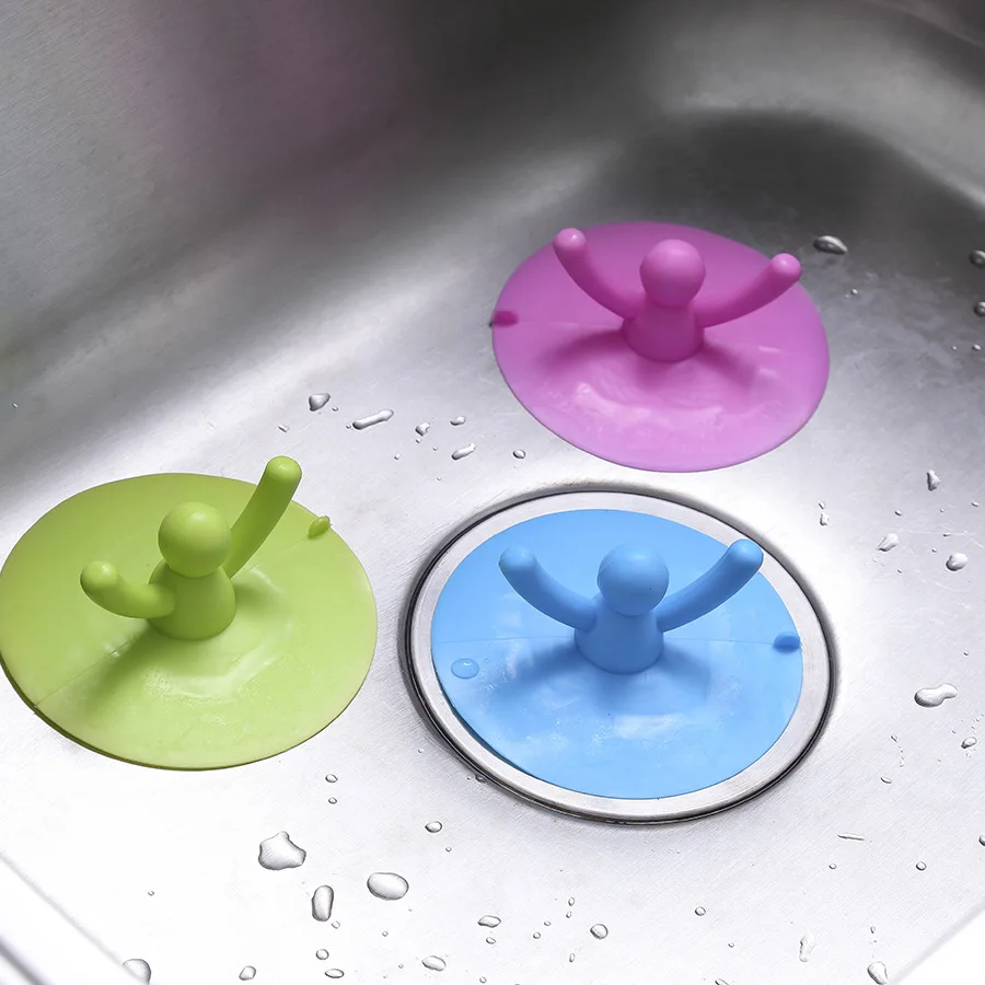 Buy Waterproof Silicone Sink Plug Multifuctional Kitchen Washroom Bathroom Shower Bathtub Drainage Stopper Tool Cute Water on