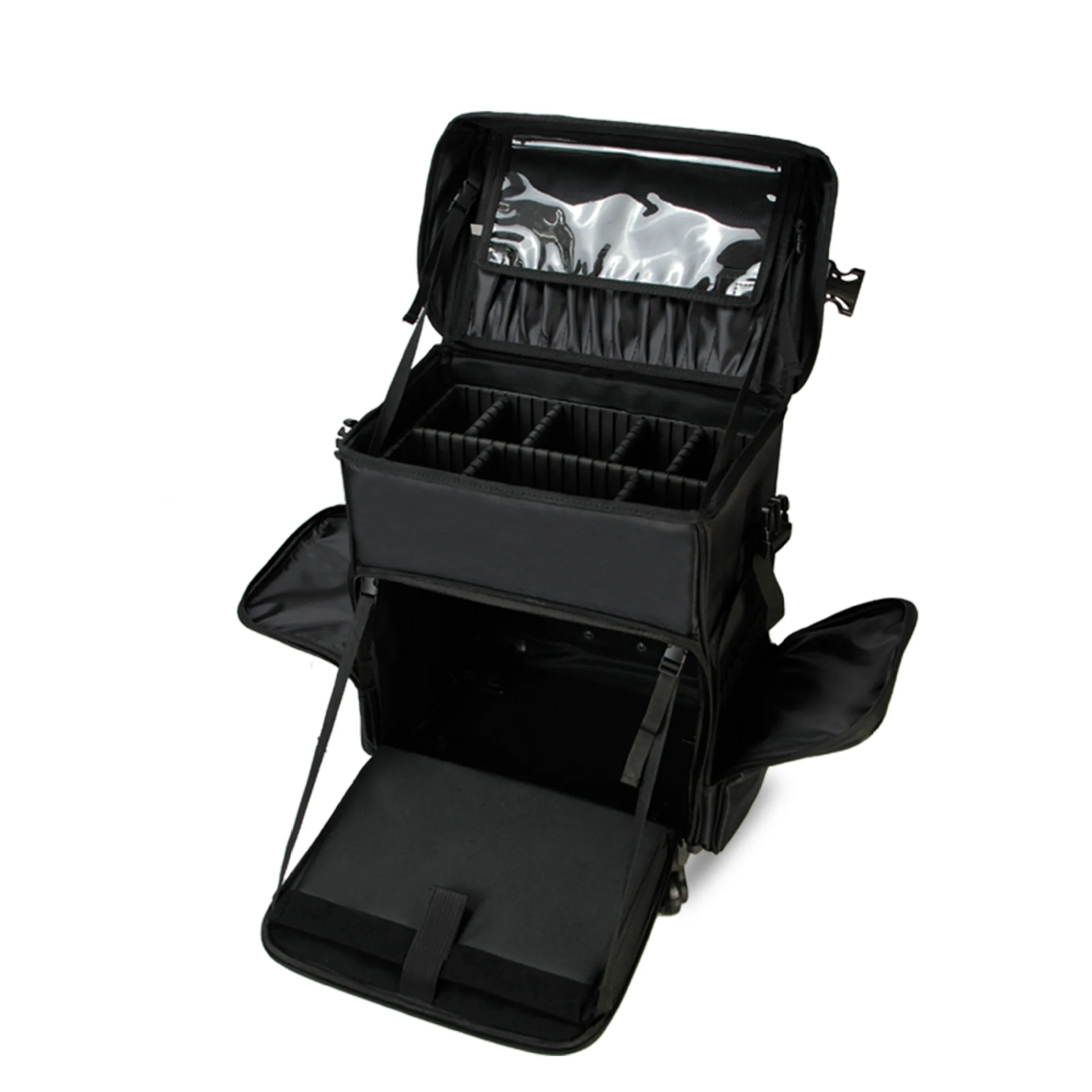 

Luggage 2 in 1 makeup bag professional makeup bag portable cosmetic station rolling trolley makeup case with Storage Drawers