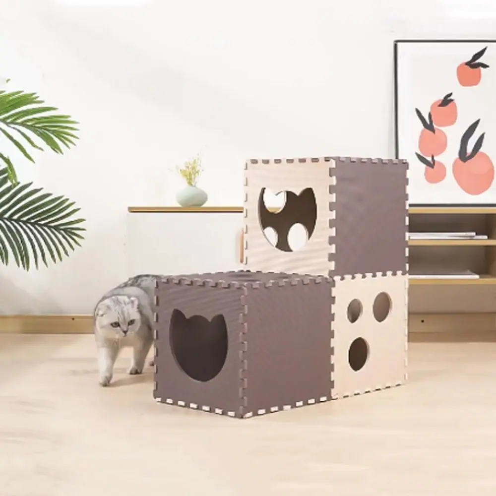 

Interactive Splicing Cat Tunnel Comfortable Bite Resistant Pet Litter Duplex House EVA 2 Colors Cat Scratcher Board Puppy
