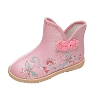 kids hand woven shoes children boots girls shoes old peking cloth boots embroidered shoes for traditional holiday performance