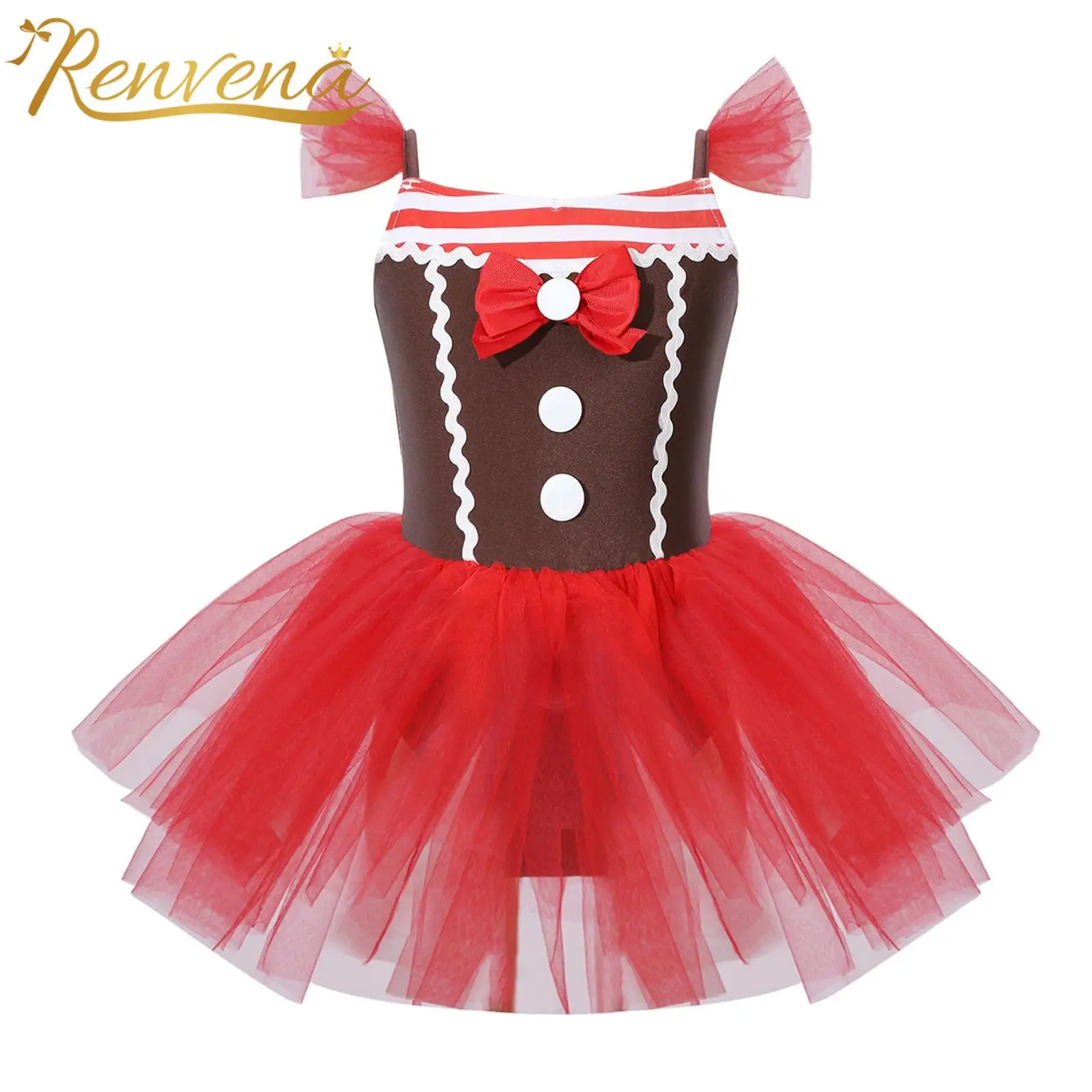 Новогоднее рождественское платье для девочек 2025 года костюм пряников