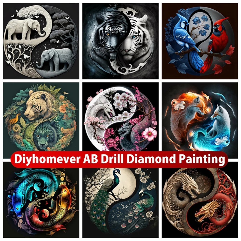 

Tai Chi Animal 5D AB Diamond Painting Embroidery Fantasy Elephant Tiger Art Handmade Cross Stitch Mosaic Handicraft Home Decor