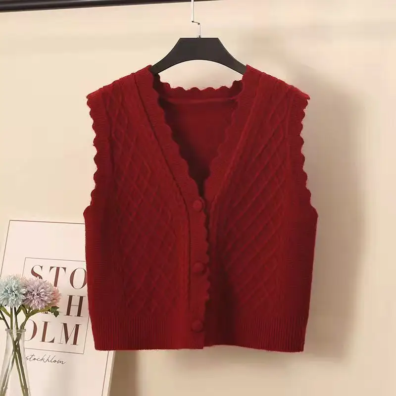 Вязаный жилет Женский Осенний свободный свитер в западном стиле женский