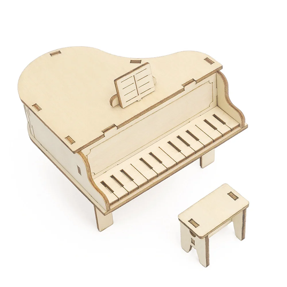 

Деревянное пианино, Музыкальная шкатулка с рукояткой, украшение для офиса, 3D деревянная головоломка, научный эксперимент, набор для произво...