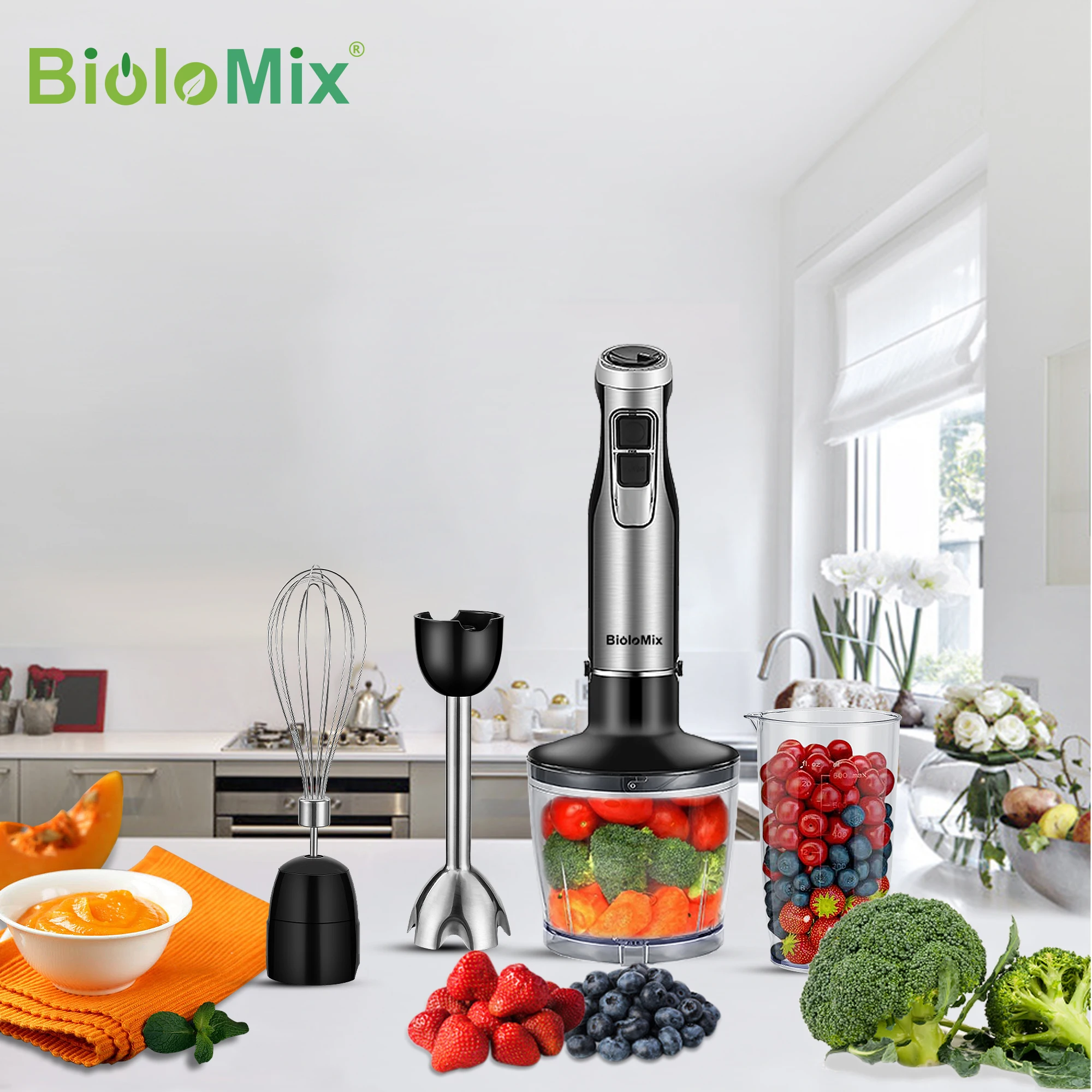 1200 Watt 6-Speed Multi-Purpose 4 in 1 Hand Blender Stainles