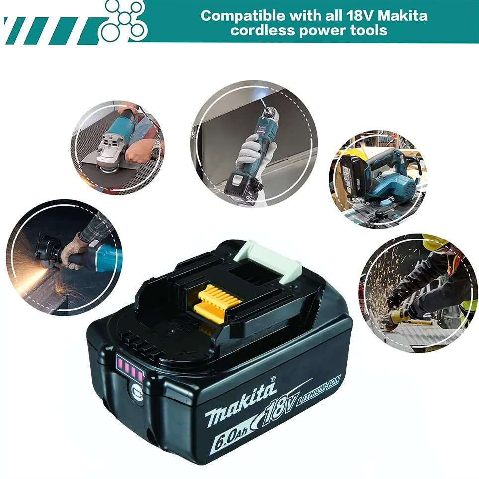Makita 18V для makita bl1850B литий-ионная батарея 18v 6.0Ah BL1840B BL1860 BL1890 BL1815 BL1830 BL1835 Беспроводная