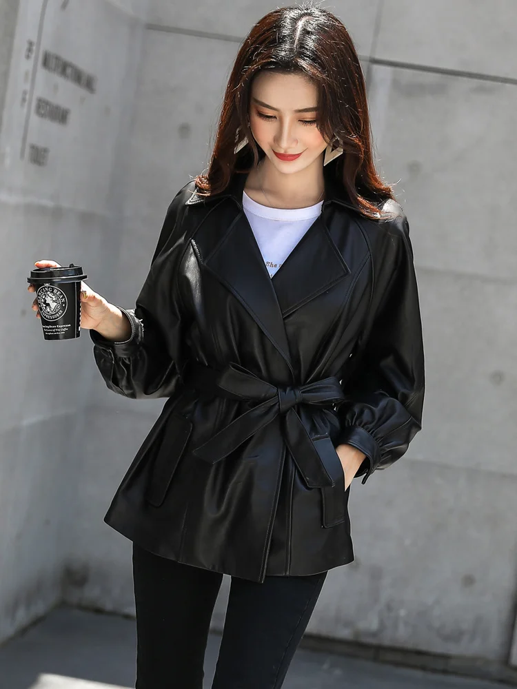 

2023Leather jacket,High Quality Real Sheepskin Jacket Women Leather Clothes for Women 100% Sheepskin Leather Coat Female Cuero G