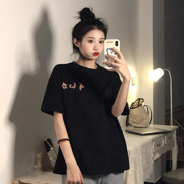 

7340 summer women new back watermelon print short-sleeved T-shirt