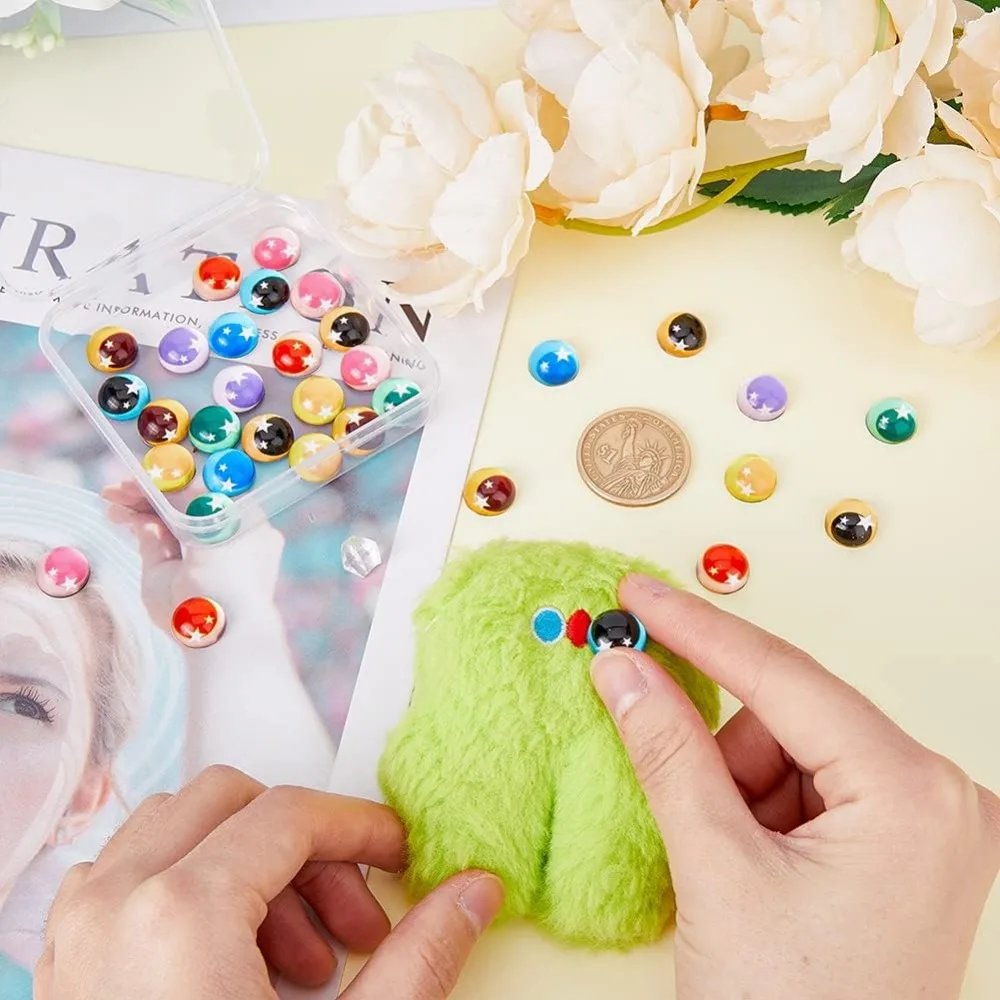 36 шт. двухцветные стеклянные глаза со звездами 18 стилей полукруглые для поделок