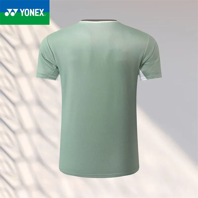 Быстросохнущая мужская и женская футболка для бадминтона YONXE с короткими