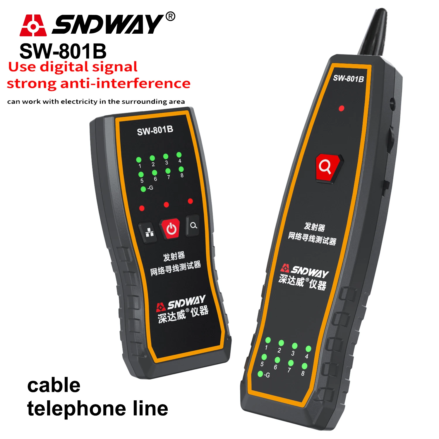 

SNDWAY Cable Tracker Tester Professional Line LAN detector Telephone Wire Tracer Breakpoint location Diagnose RJ45 RJ11 Locator