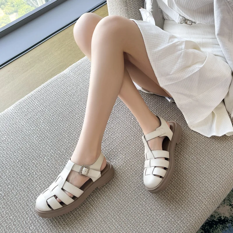 

Shoes Woman Sandals 2023 New Women's Breathable Summer Heels Buckle Suit Female Fashion Low Girls Gladiator Flat Sandals Ladies