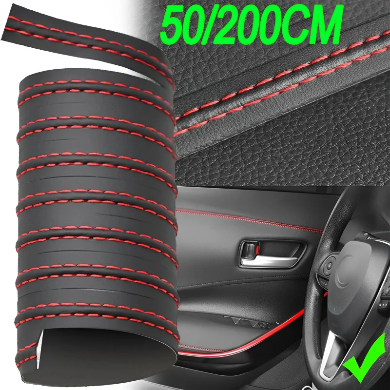 

DIY Car Universal Decorative Strip PU Leather Cars Dashboard Protection Sticker Self-adhesive Line Auto Sticker Accessories