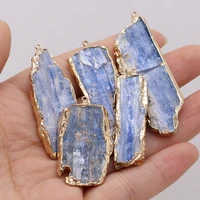 natural stone lapis lazuli gold plated irregular pendant for jewelry makingdiy necklace earring accessories gem charm gift party