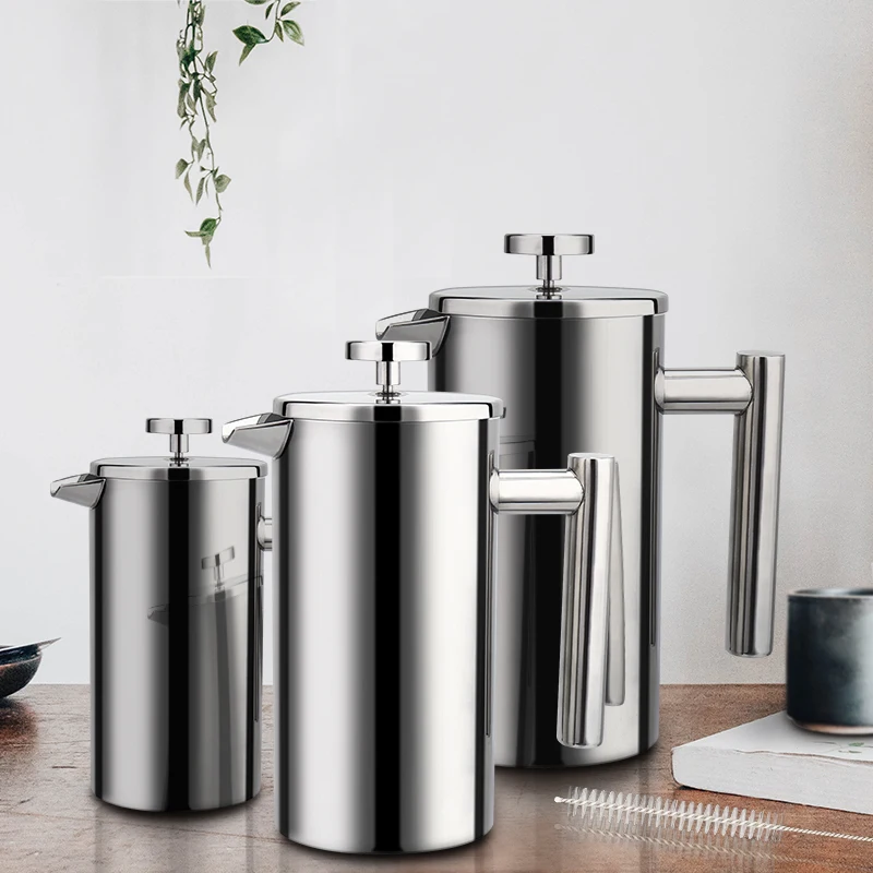 

French Press Coffee Maker Stainless Steel Coffee Percolator Pot Espresso Coffee Machine High Quality Double-Wall Insulated Pot