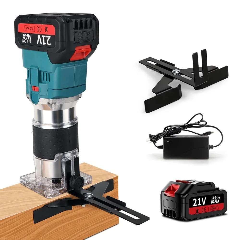

RDDSPON 6 Speeds Woodworking Brushless Electric Hand Trimmer Cordless Wood Router Engraving Slotting Tool for Makita 18V Battery