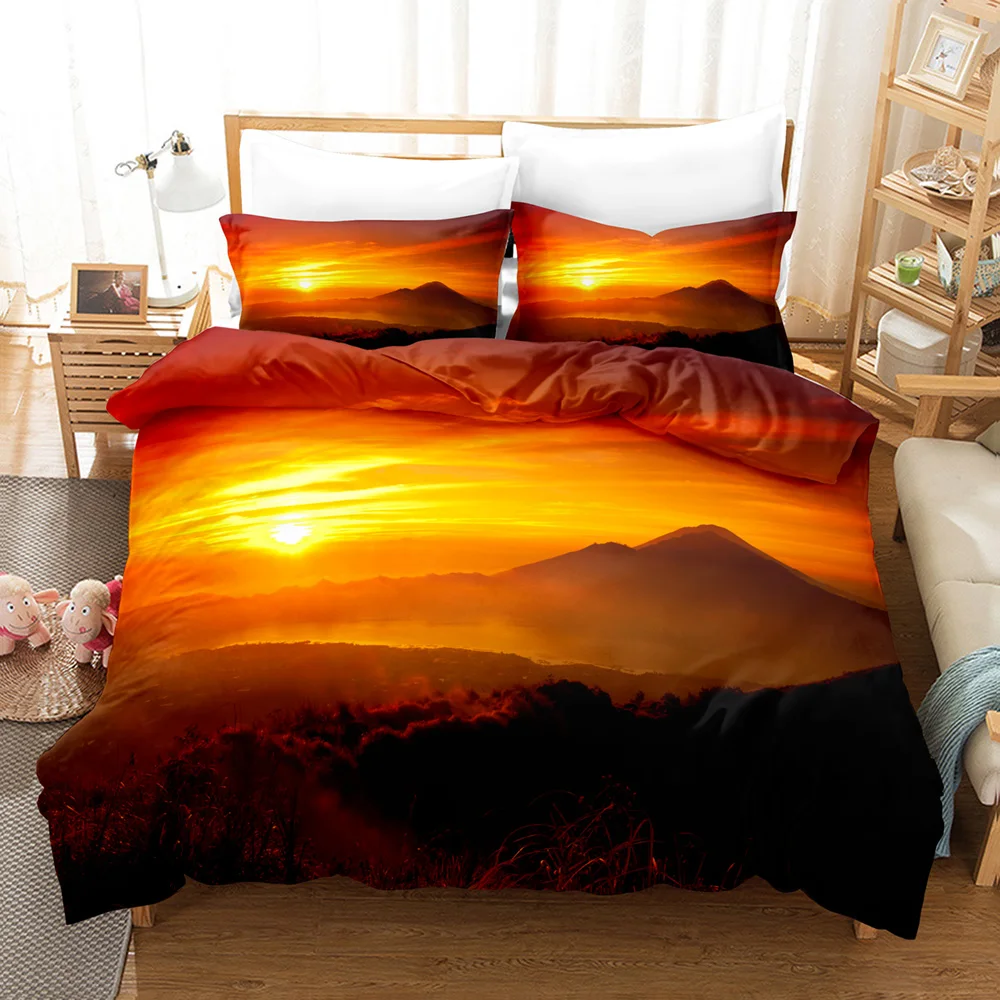 

Set Tropical Beach Holiday Duvet Cover Set Girl Bed Cover Set Sunrise Quilt Cover Pillowcase Single Double Goldon Sunset Bedding