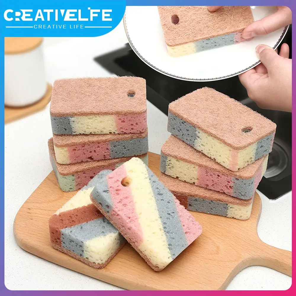 

Kitchen Compression Dishcloth 1pcs 5pcs Sponge Block Strong Decontamination Wiping Wood Pulp Cotton Household Cleaning Tools