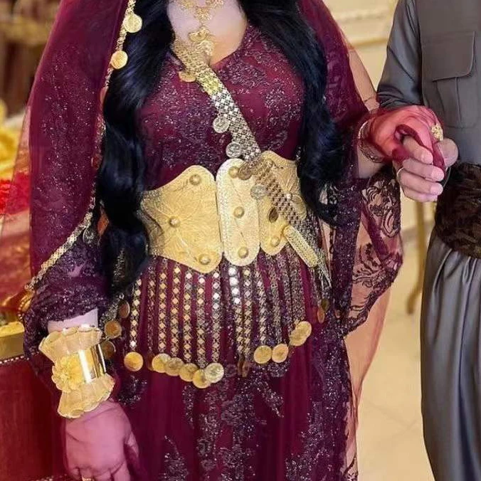 Курдские ювелирные ремни с монетами золотые оттоманки тотемные кисточки цепочка