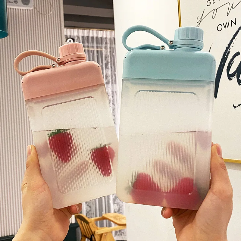 

Water Cup Flat Portable Square Water Cup Outdoor Travel Portable Pocket Water Bottle Creative Flat Sports Water Bottle Simple