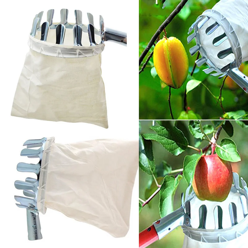 

2/5PCS Fruit Catcher Metal Fruit Picker Orchard Gardening Apple Peach High Tree Picking Tool Collection Pouch Farm Garden Supply