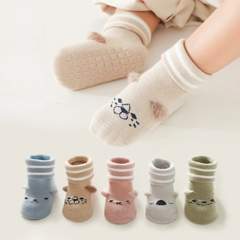 

Spring Autumn New Baby Non-slip Floor Sock Kawaii Cartoon Animal Three-dimensional Ear Shape Newborn Boys Girls Toddler Socks