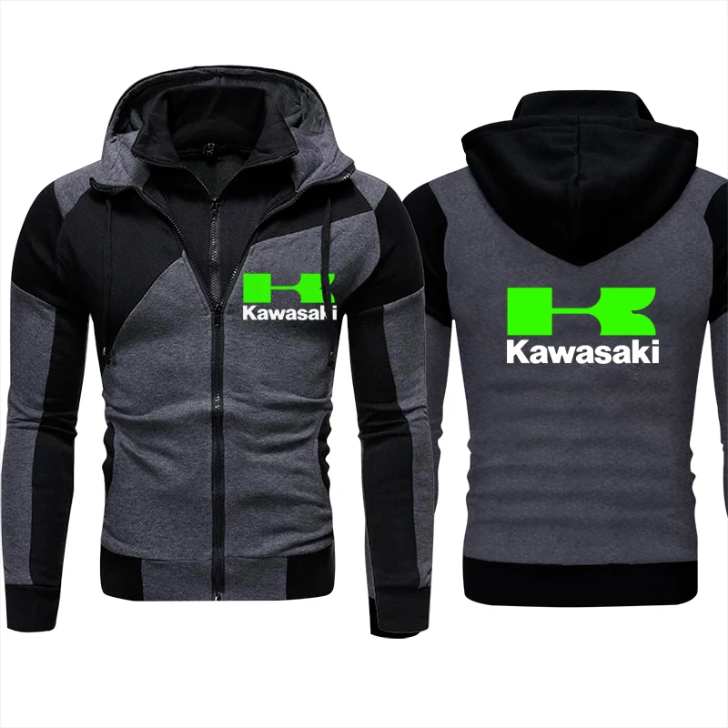 

2022 New Style Kawasaki Motorcycle Logo Men Hoodie Casual Harajuku Sweatshirt Sportswear Man Fleece Warm Zip Hoody Men Clothing