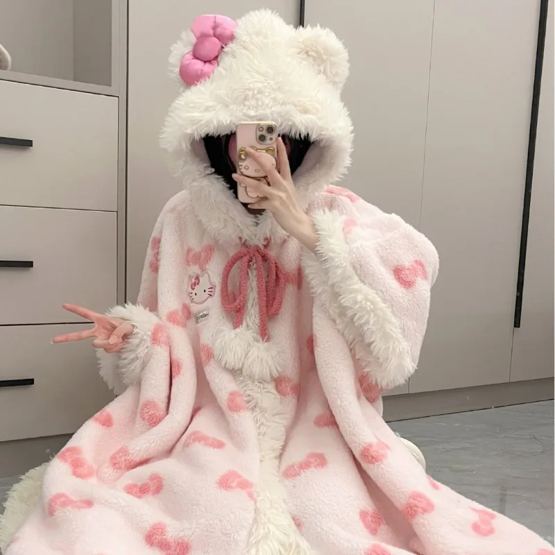 Sanri Hello Kitty новая зимняя бархатная утепленная пижама для девочек коралловый
