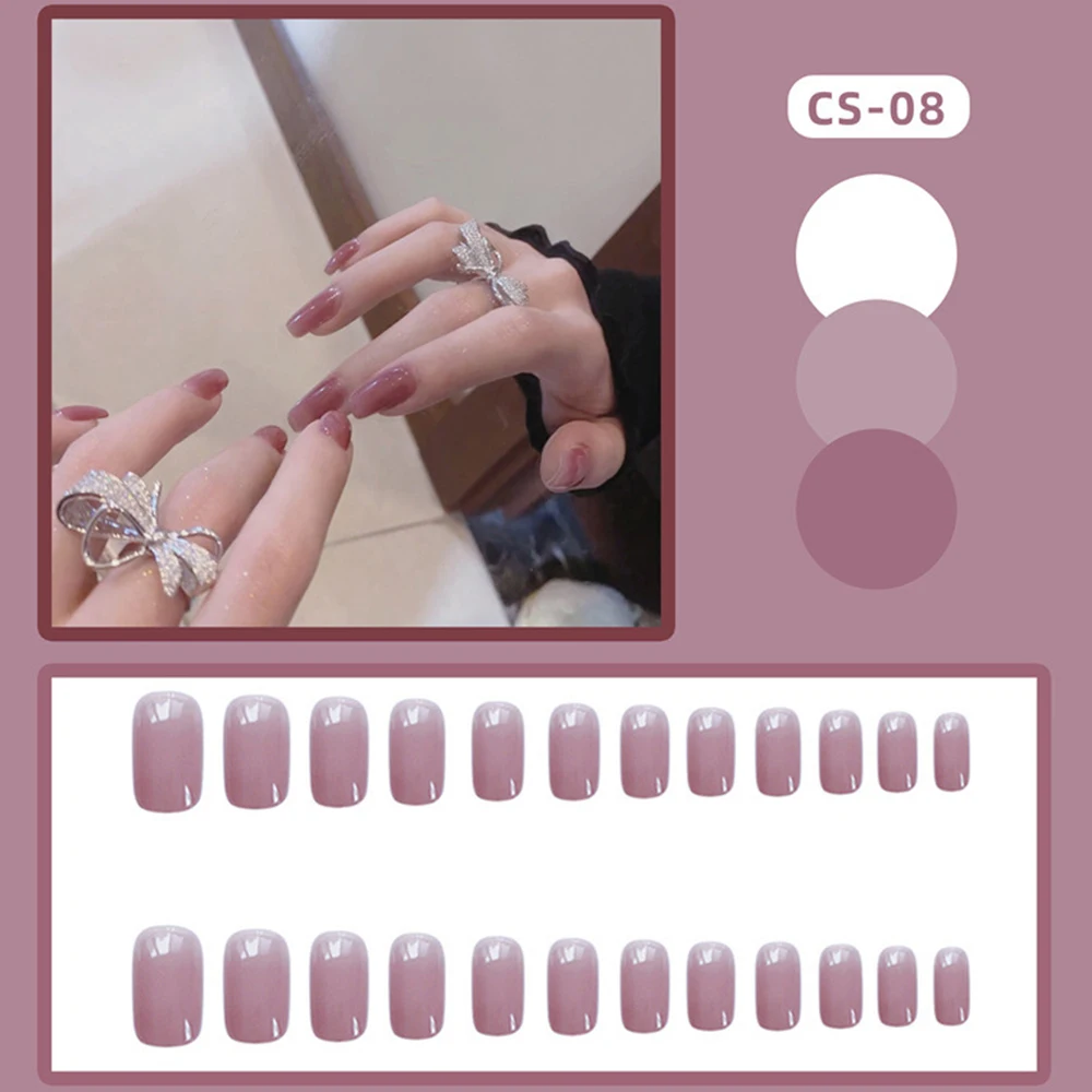 

Новинка 2021, накладные накладки для ногтей, Длинные балетные ногти фиолетового и розового цвета, гелевые/клеевые искусственные ногти, 24 шт.