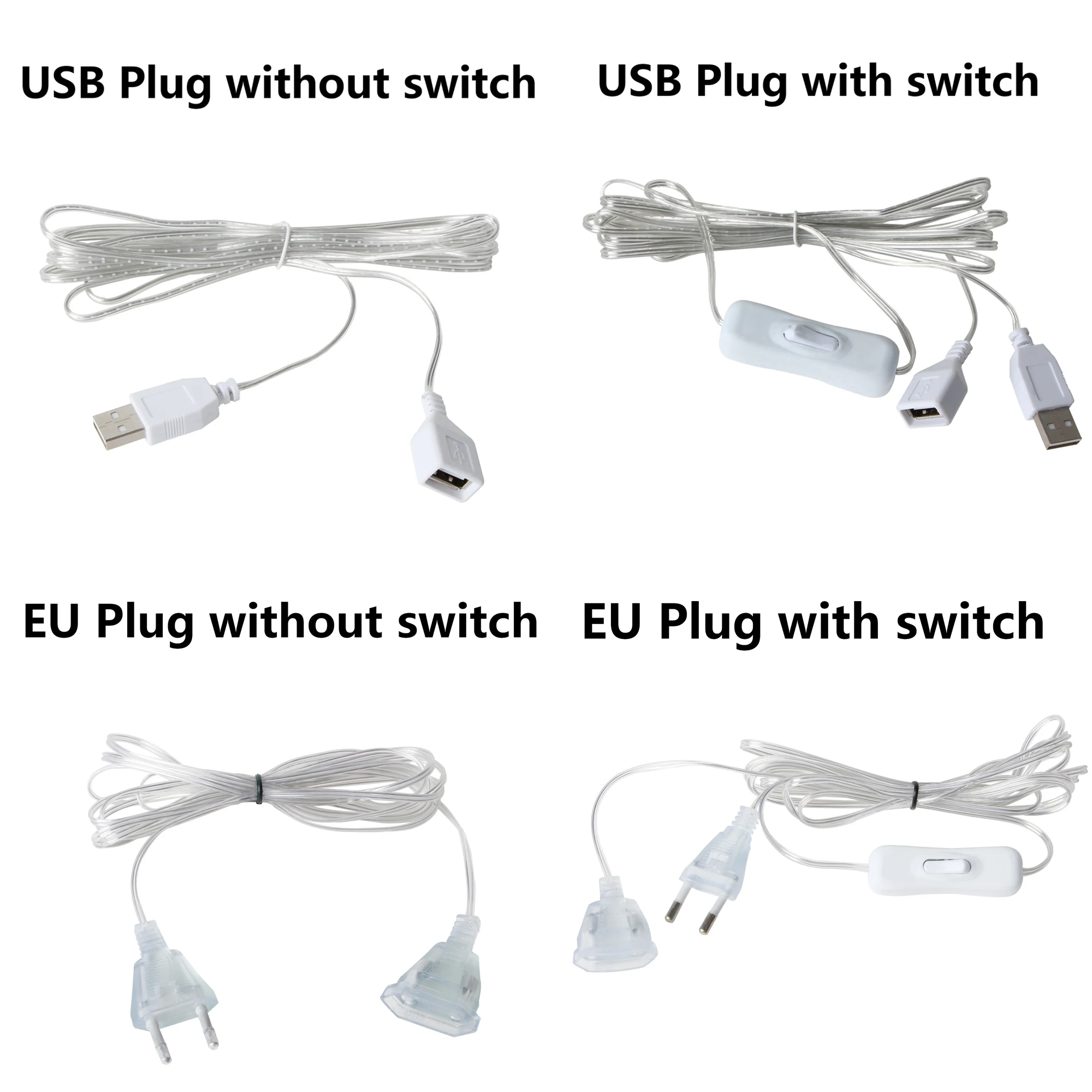 

3M EU/US/USB Plug Extension Cable For Curtain Lights And More Lights