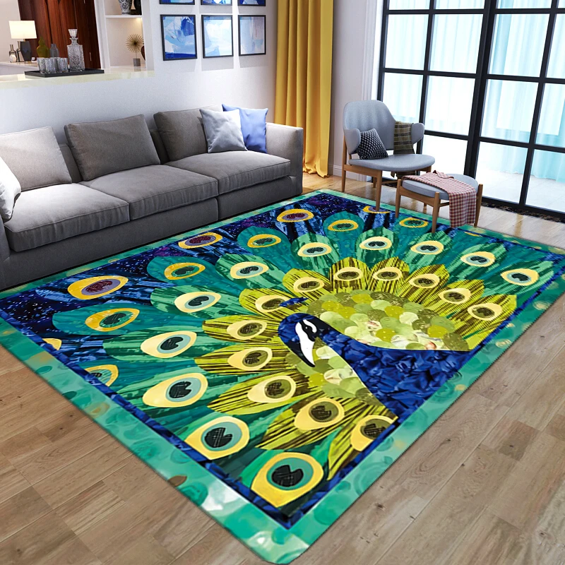 

Домашний декор, великолепный коврик с 3D принтом павлина для гостиной, спальни, кухни, ванной, нескользящий напольный коврик, детский игровой коврик