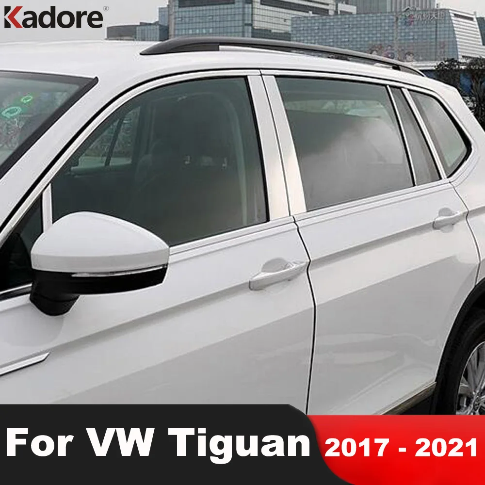 

Полная комплектация из нержавеющей стали для Volkswagen VW Tiguan mk2 2017-2019 2020 2021, оконная рамка, прокладки, молдинговая полоса, автомобильные аксессуары