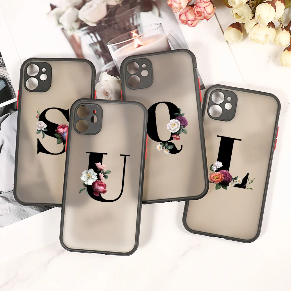 

Black Letter Flower Case For Oneplus 9 Pro Cases Oneplus 8 Pro 8T 6T 7 Nord 2 Back Cover Fashion Shell Hard Coque Oneplus 9pro