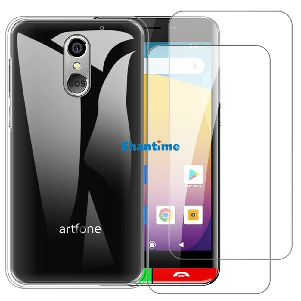 Мягкий чехол + 2 комплекта защитных пленки из закаленного стекла для экрана Artfone