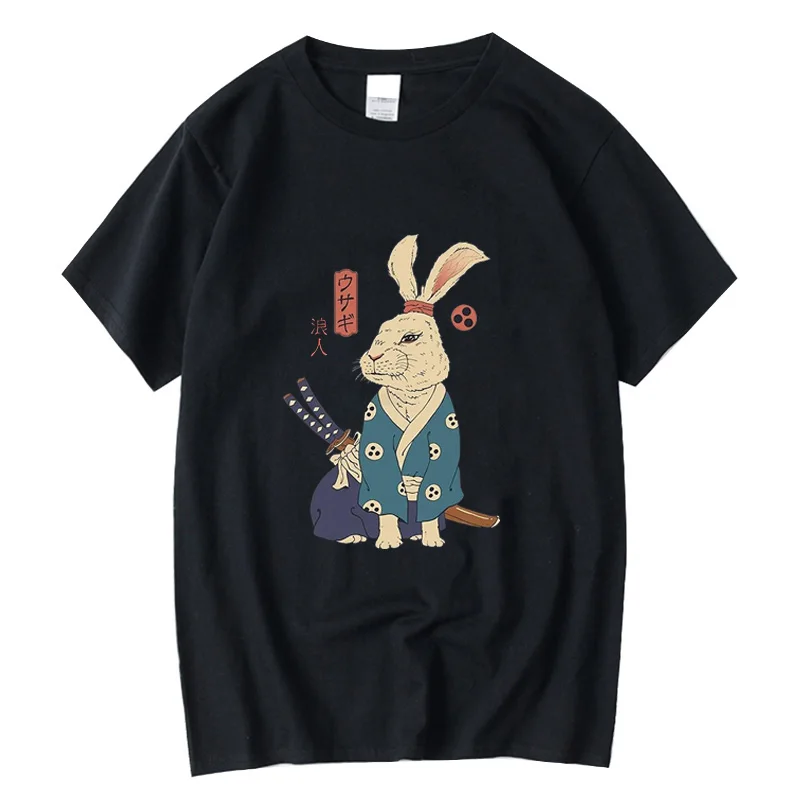 

XIN YI Men's T-shirt High Quality 100% cotton Funny bunny printing Summer anime casual cool loose o-neck men t-shirt male tops