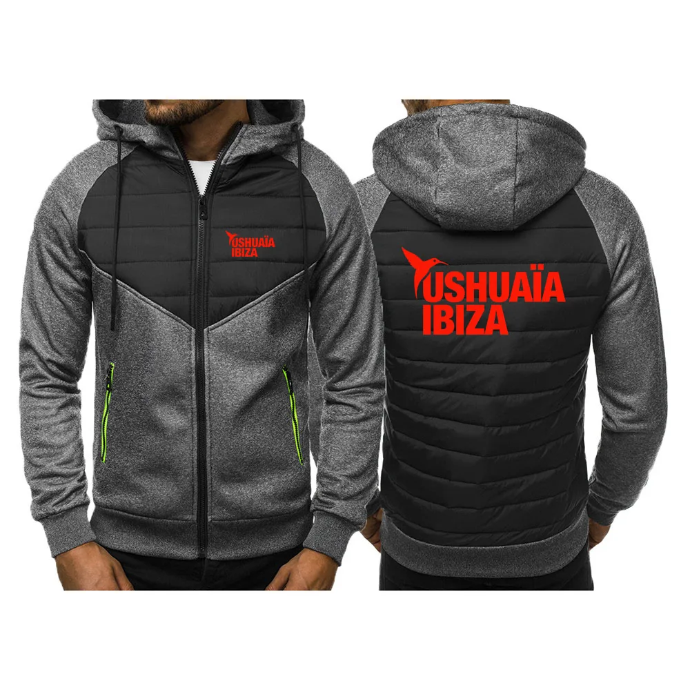 Фото Мужская стильная толстовка-кардиган с логотипом Ushuaia Ibiza, весна-осень 2026, с принтом, удобная, в стиле пэчворк №2