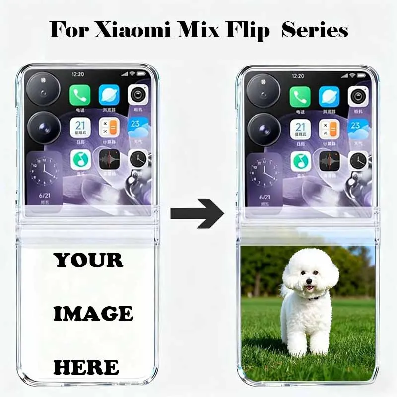 Фото Складной чехол для телефона «сделай сам», индивидуальный заказ для Xiaomi Mix Flip 2, дизайн изображения, пара, имя домашних животных, прозрачный чехол для Mi Mix Flip №1