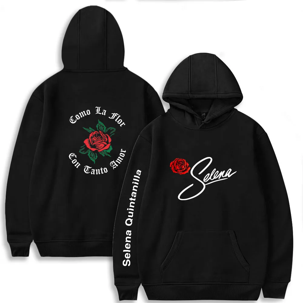 

Selena Quintanilla Hoodies Unisex Sweatshirt Fashion Rose Print Streetwear Men Women Hooded Tops Harajuku Long Sleeve Pullovers