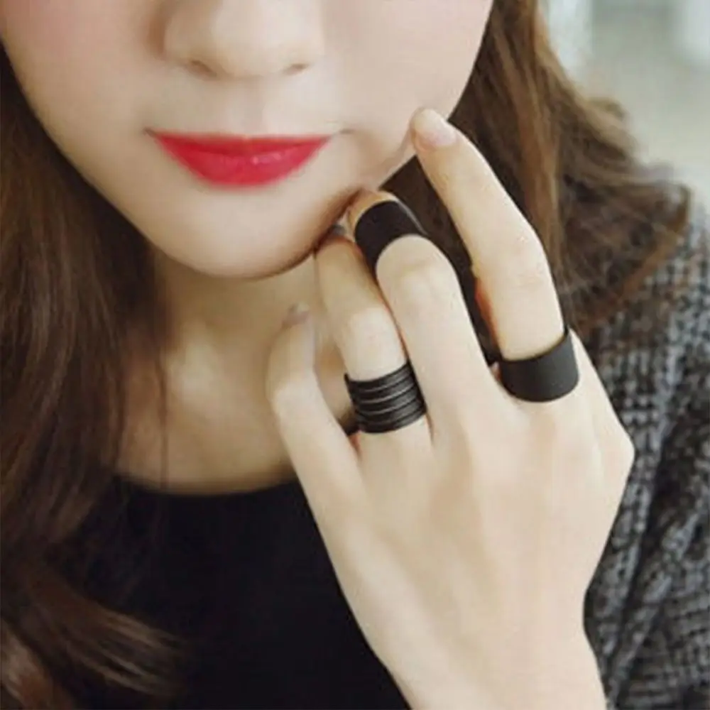 

Finger Trendy Band Fashion Stack Jewelry Plain Knuckle Ring Ring Set Black Midi