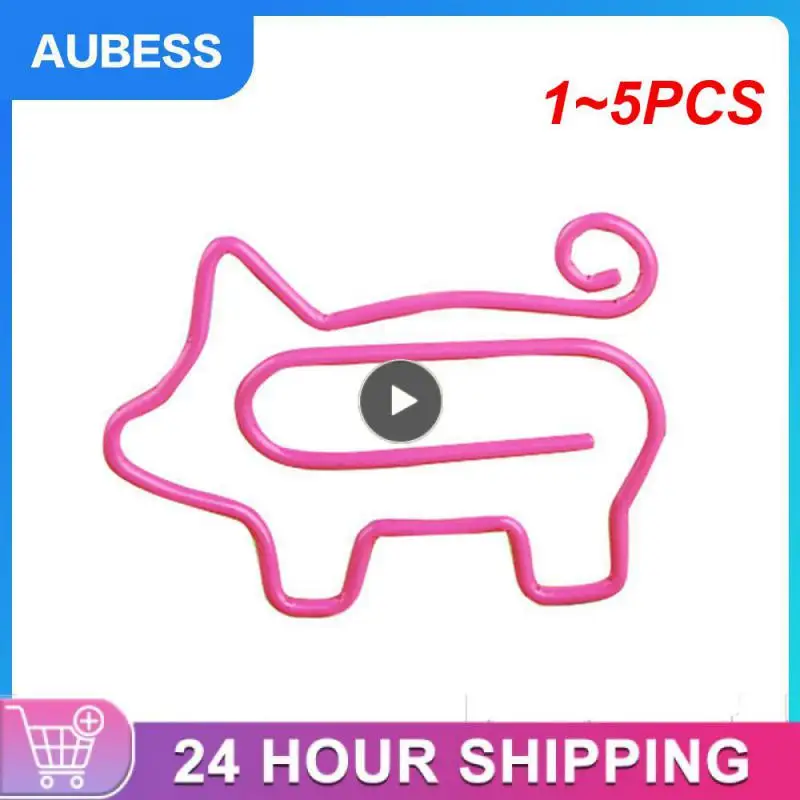 

1~5PCS Cute Cartoon Pig Animal Bookmark Paper Clip Hollow Out Metal Binder Clips Notes Letter Stationery Office Accessories
