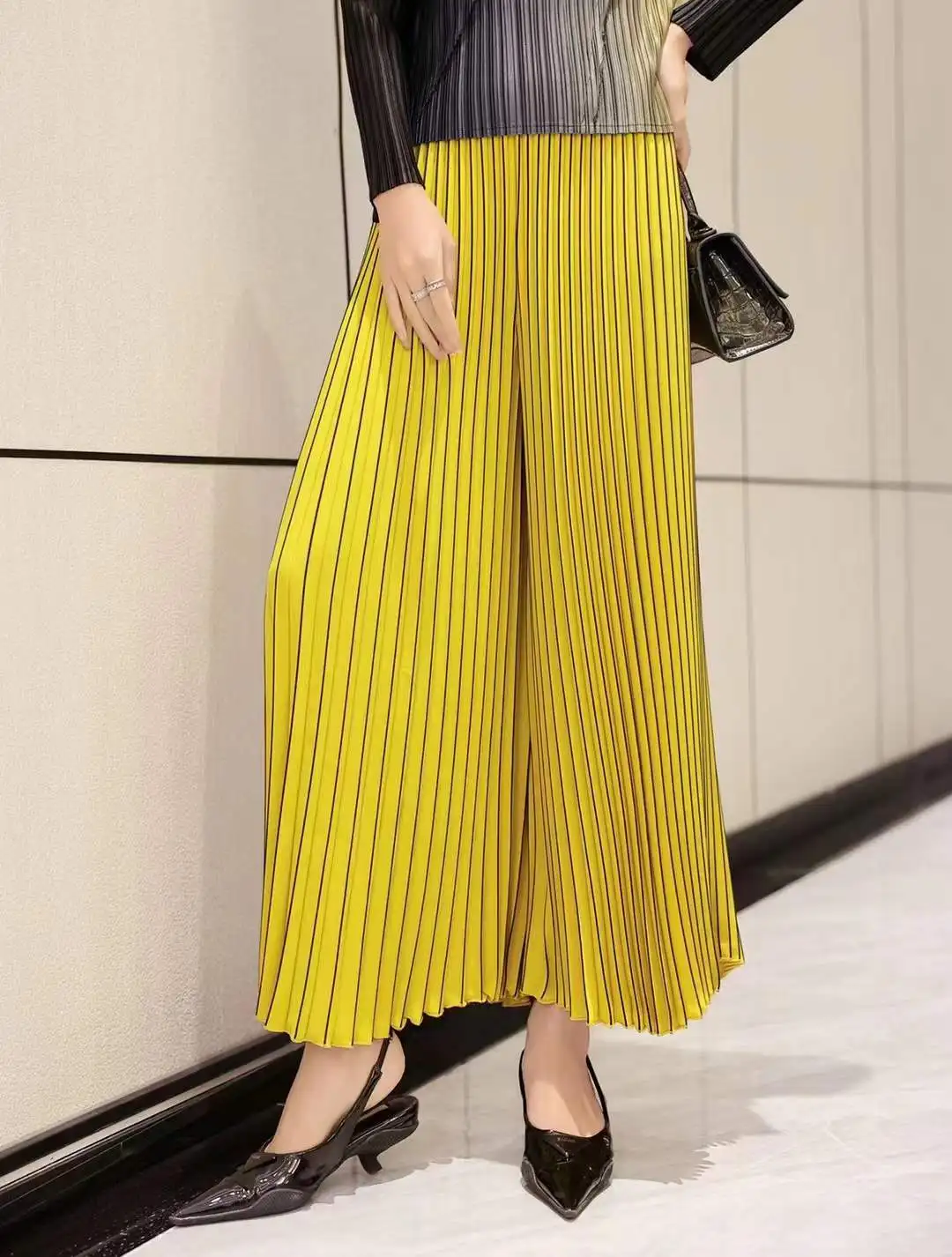 Miyake pleated ladies fashion casual loose temperament elegant wide leg pants