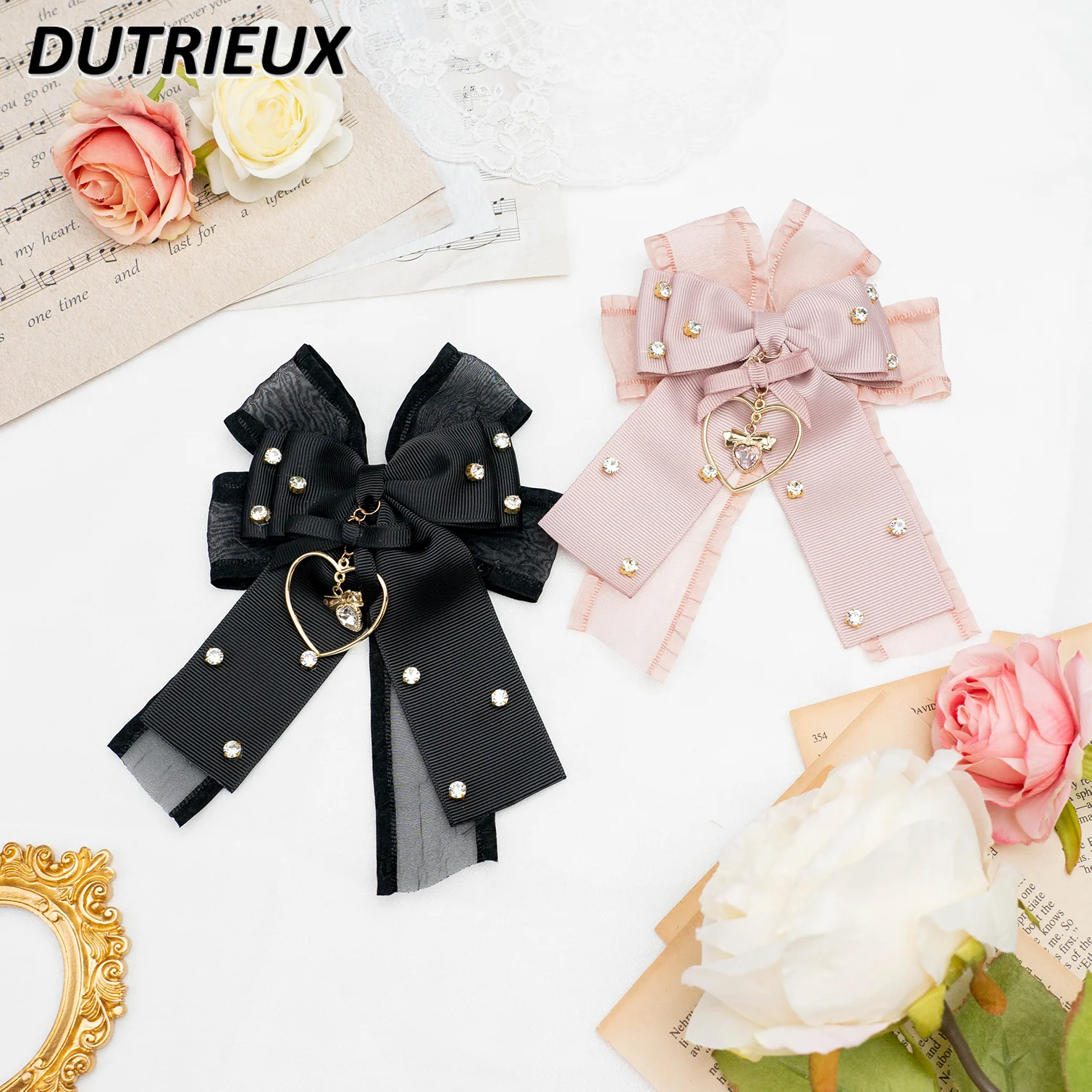 

Japanese Lolita Mine Mass-Produced Side Clip Hairpin Sweet Cute Girl Headwear Clothing Accessories Heavy Industry Bow Hairclips