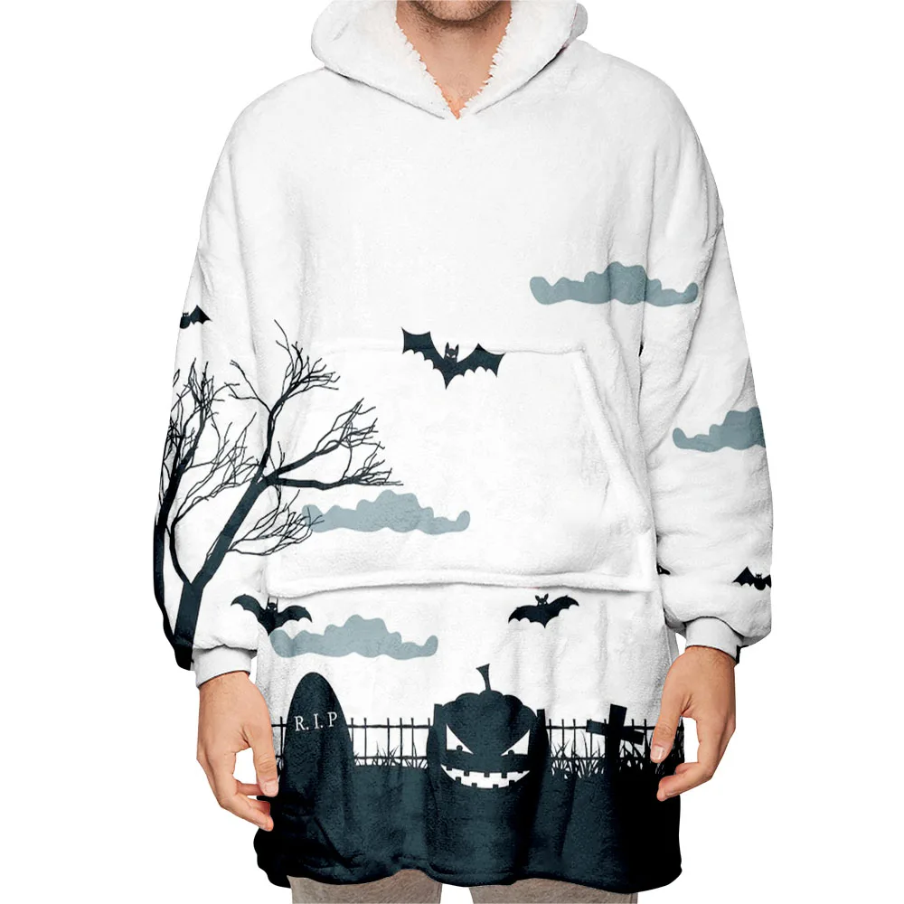 

Jumeast Halloween Print Oodie Hoodies For Men Fleece Hooded Blanket Clothes Oversized Mens Hoodie Casual Unisex Household Tops