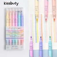 kissbuty 6pcsset highlighter pen set double headed midliner fluorescence colour school supplies marker stationery