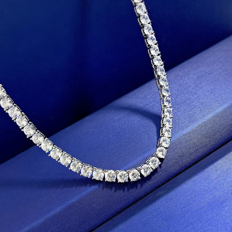 

925 silver rainbow necklace women light luxury fashion Europe and America round color diamond single row necklace 40-45cm