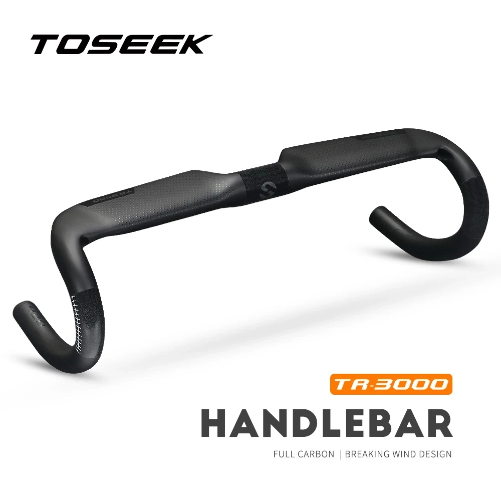 TOSEEK TR-3000 Black Matt Carbon Fiber Handlebar Bike Road Bent Bar Bicycle Parts 400/420/440MM Ultra light 285g