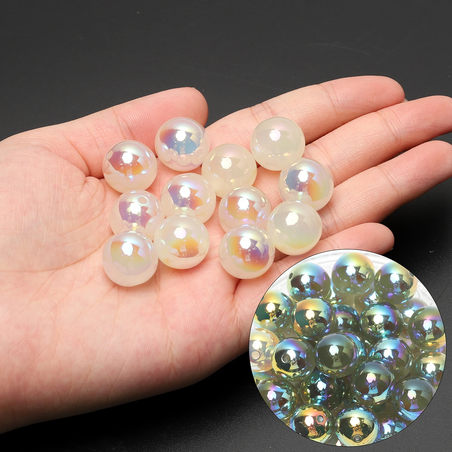 Круглые бусины 16 мм из смолы меняющие цвет при температуре незакрепленные с